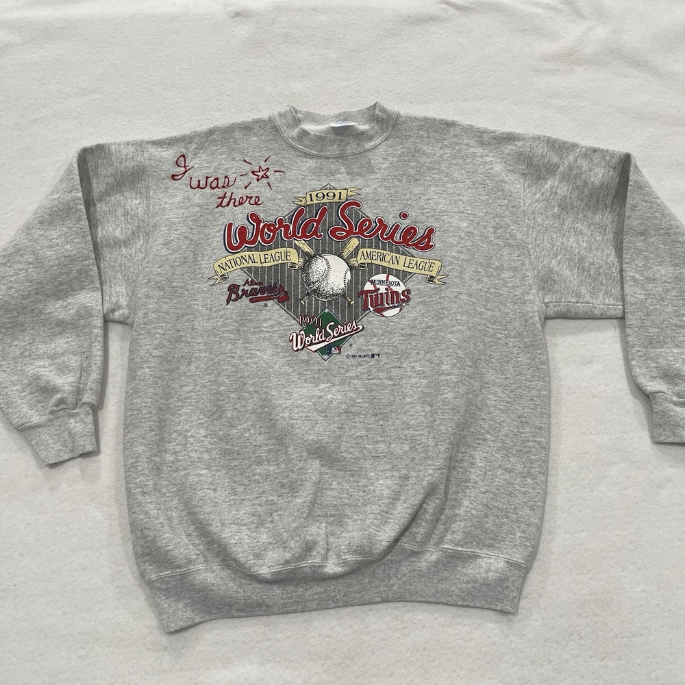 Vintage 90's Minnesota Twins Atlanta Braves World Series 1991 Gray Size XL